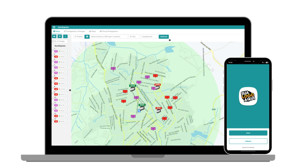 Telas do sistema Foody Delivery para empresas de entregas